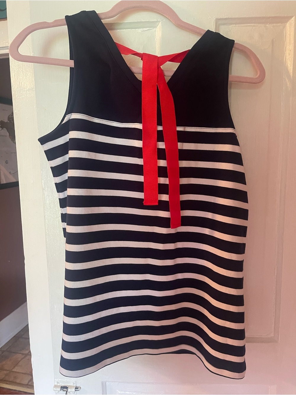 crown & ivy Navy and Red Striped Top